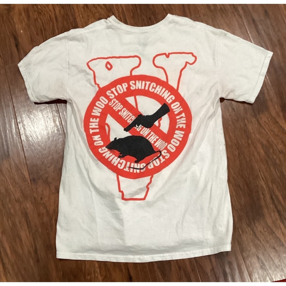 POP SMOKE X VLONE STOP SNITCHING ON THE WOO T SHIRT